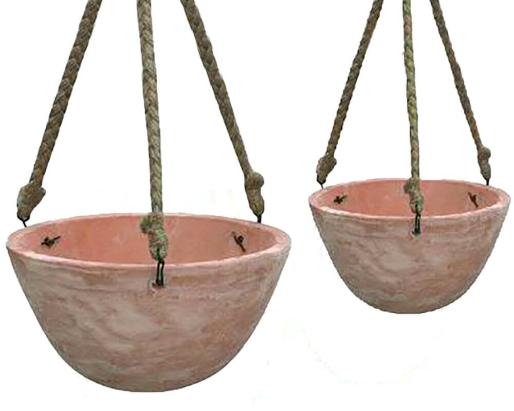 2er Set Blumenampeln Aus Terrakotta - Rund - Aleeke