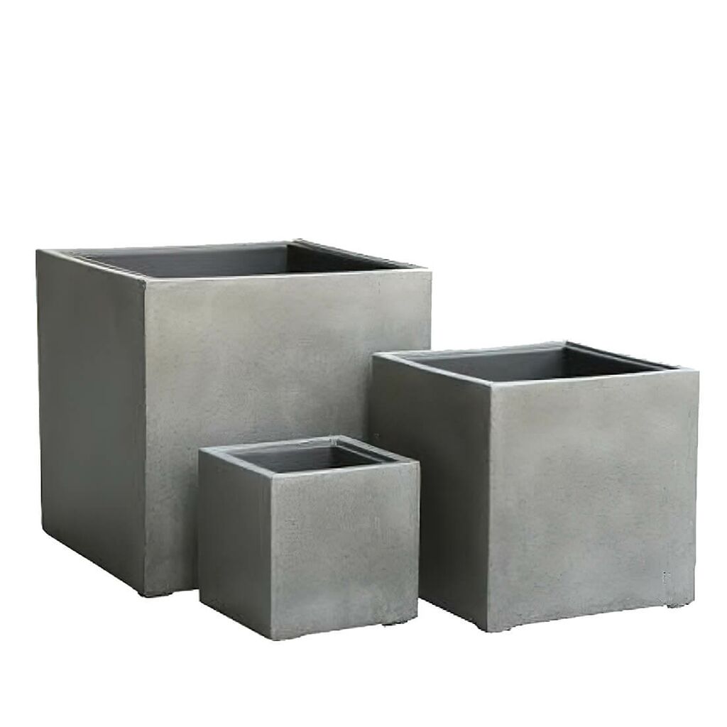 3er Set Outdoor Pflanzkübel Aus Polystone In Grau - Ligure