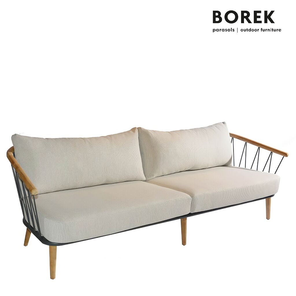 4-Sitzer Gartensofa Von Borek Aus Stahl Und Teakholz Mit Polstern - Coimbra Gartensofa