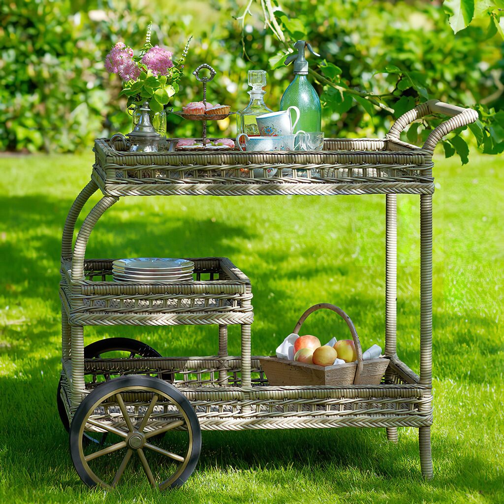 Antikgrauer Servierwagen Für Den Garten Mit Rädern - Servierwagen Silje