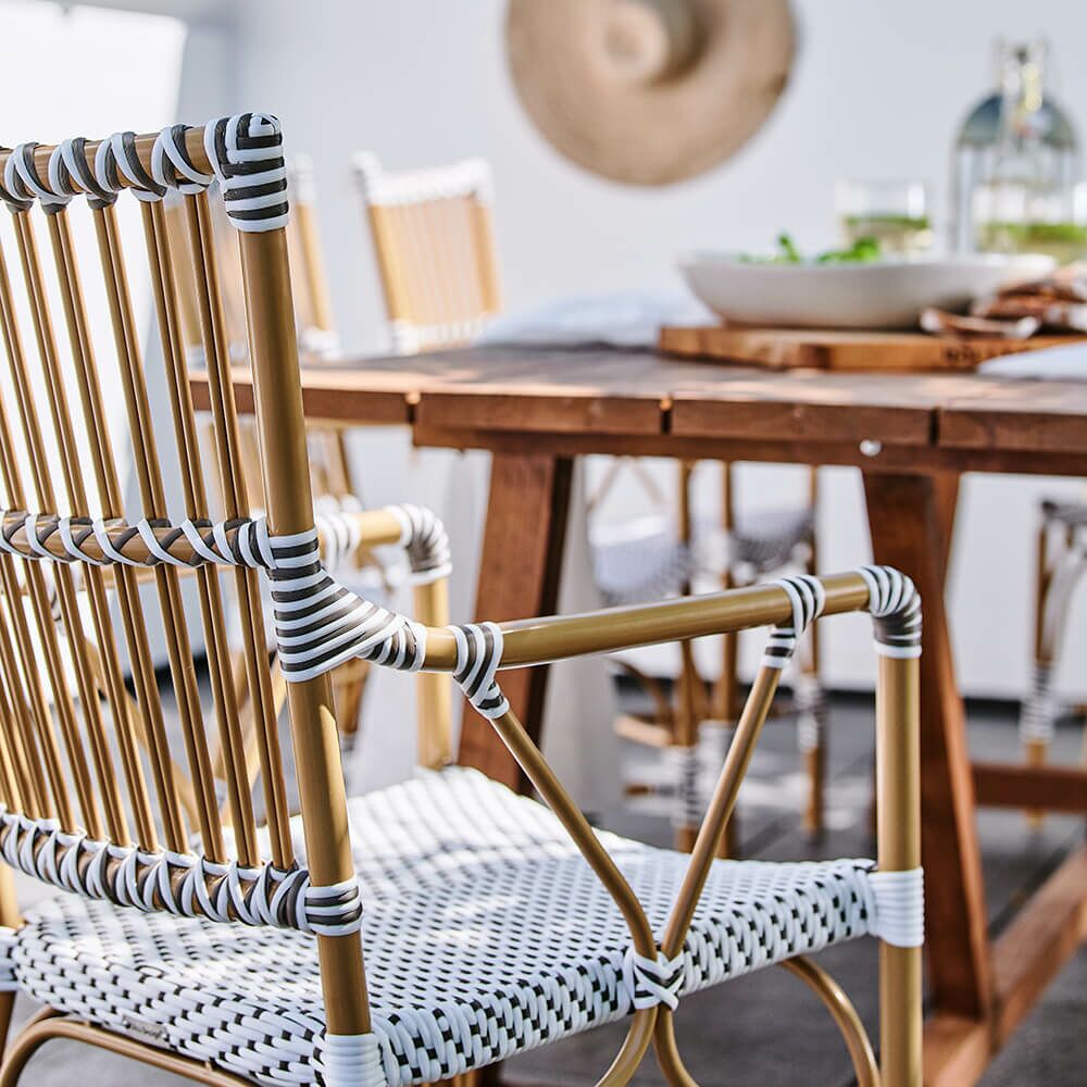 Ausgefallener Gartenstuhl Aus Alu Rattan Mit Armlehnen - Gartensessel Levi
