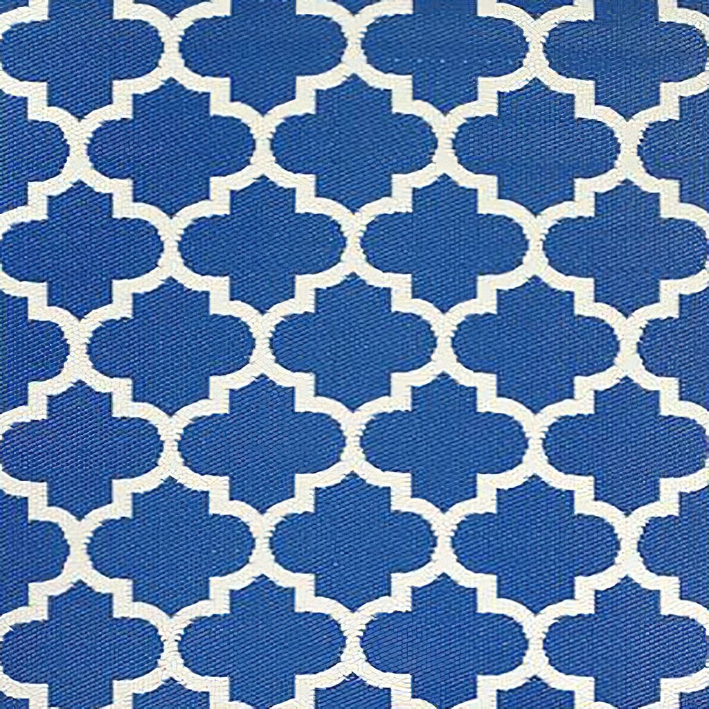 Blau-weißer Outdoor Teppich Aus Recycelten Kunststoff - Lania