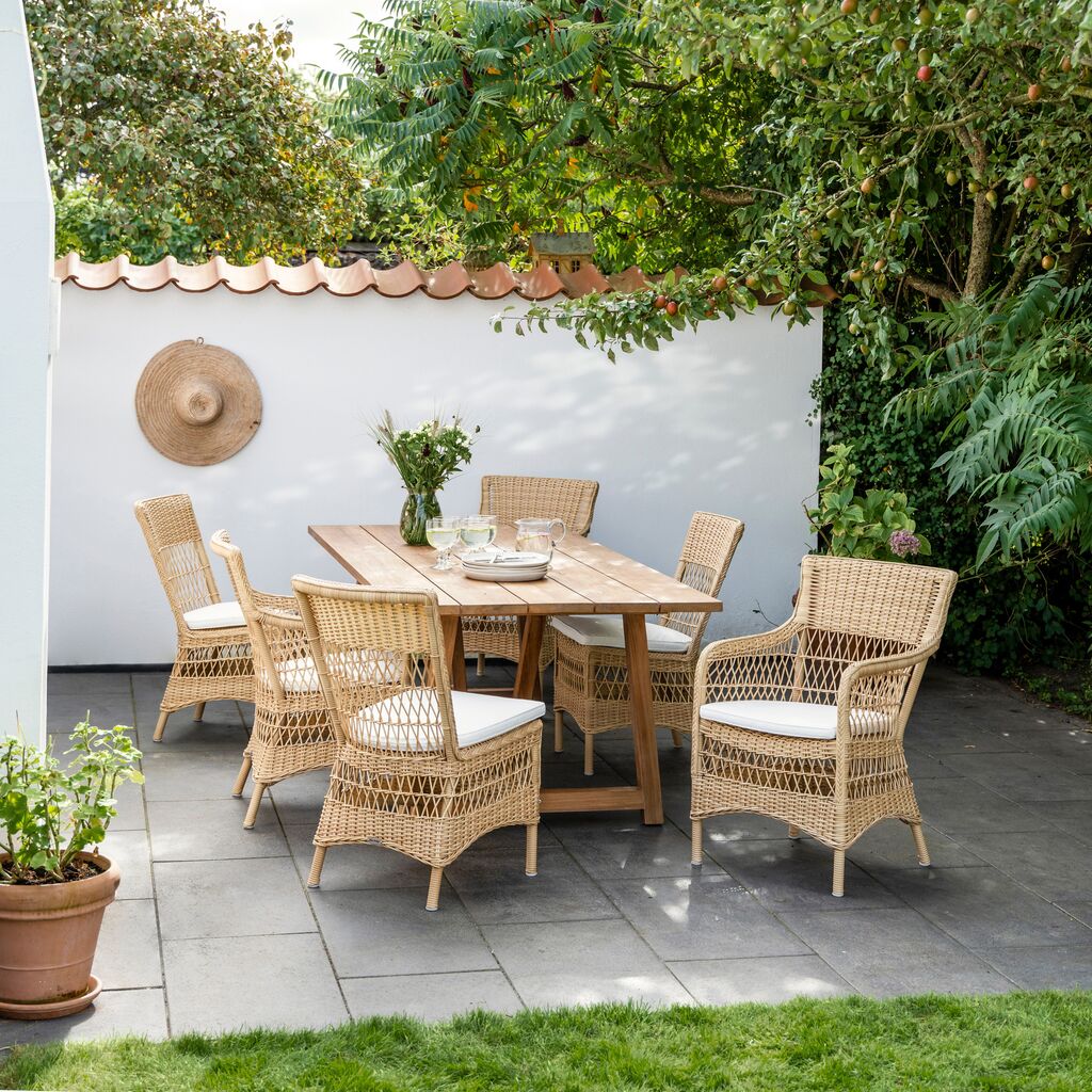 Brauner Outdoor Geflechtstuhl Mit Rückenlehne - Gartenstuhl Fritzi