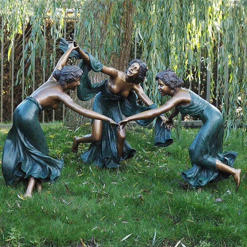 Bronzefrauen Tanzend Als Gartenskulptur - Tanzende Frauen