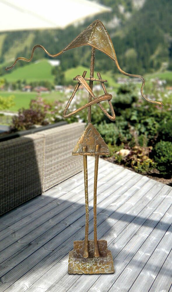 Bronzestatue Abstrakt Mit Verschränkten Händen - Figurine II