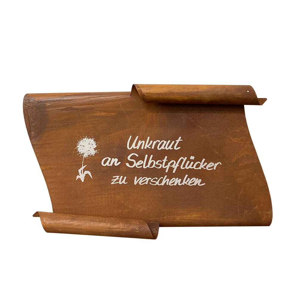 Deko Schild Aus Rost Metall - Unkraut