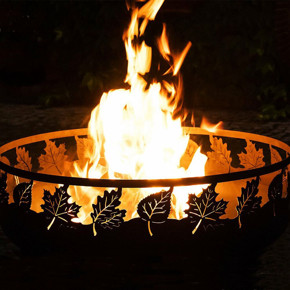 Dekorative Feuerschale - Motiv Blätter - Als Feuerstelle Für Draußen - Fylla Feuerschale