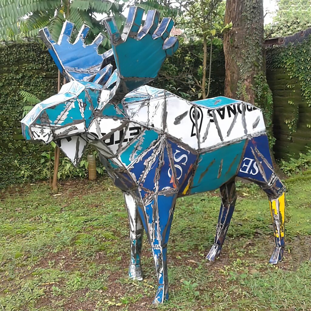 Dekorative Upcycling Elch Figur Aus Recycelten Ölfässern - Haley