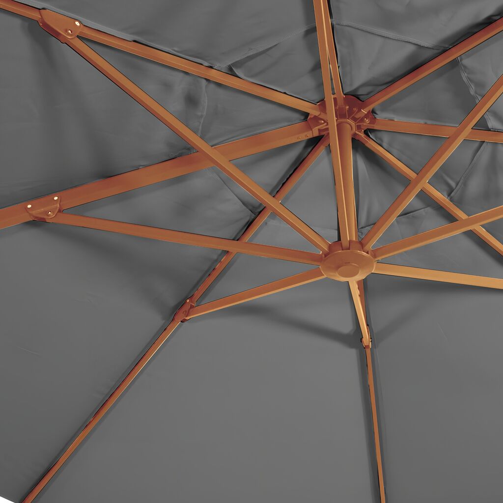 Drehbarer XXL Alu Ampelschirm 450cm In Holzoptik - Lubara