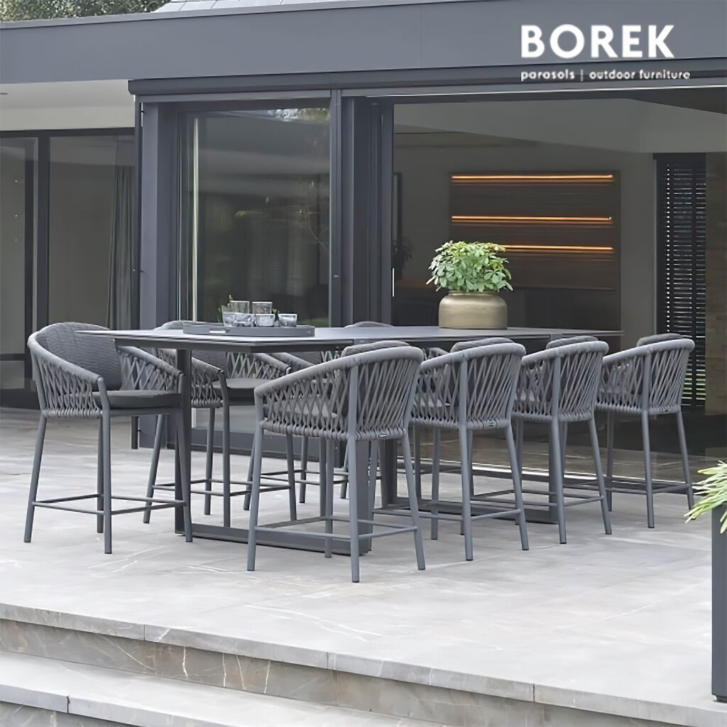 Dunkelgrauer Barstuhl Aus Aluminium Für Den Garten Von Borek - Majinto Barstuhl