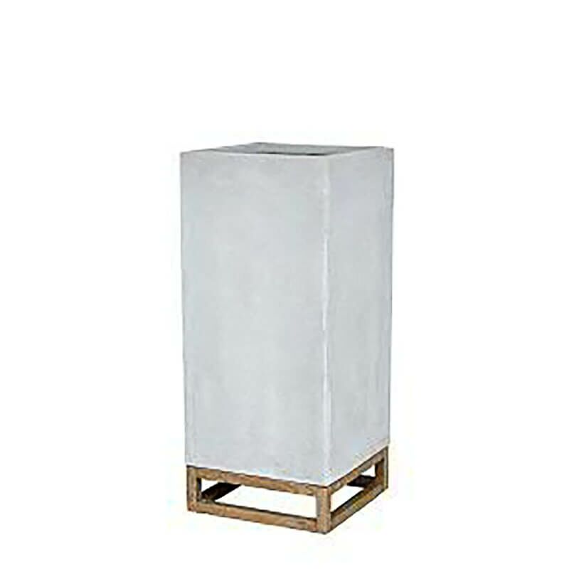 Eckige Pflanzvase Aus Glasfaser-Beton - Modern - Mit Holz - Arrone