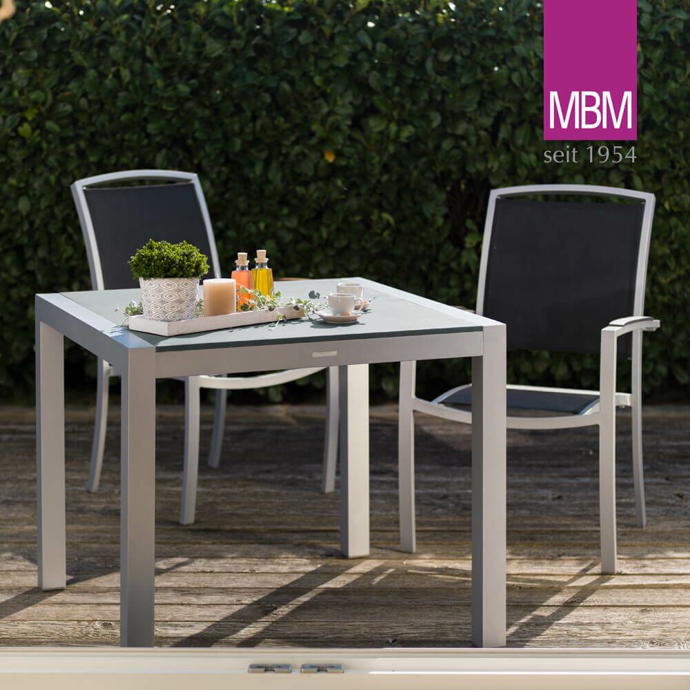 Eckiger Gartentisch Von MBM - Aluminium & Resysta - Grau - 90x90cm - Tisch Kennedy