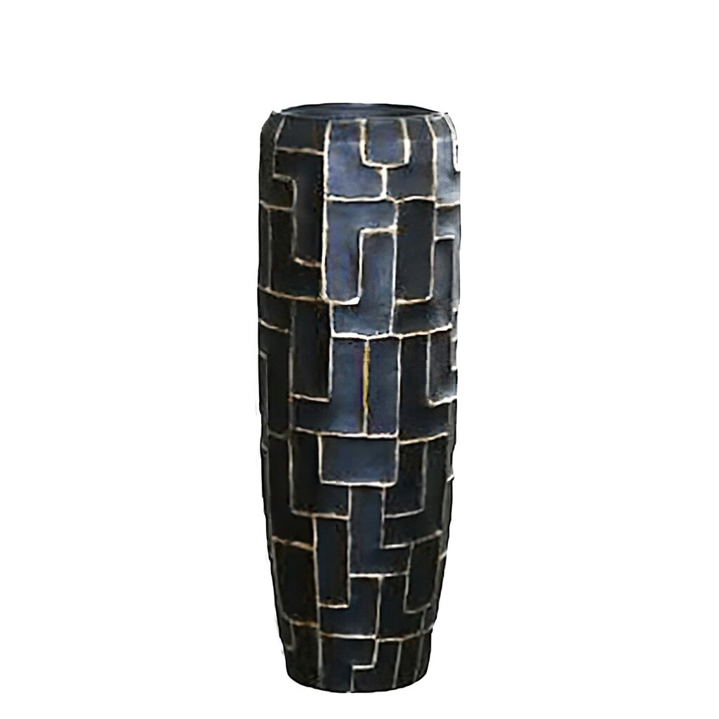 Edle XXL Vase Mit Einsatz Aus Polystone - Schwarz&Gold - Ayana