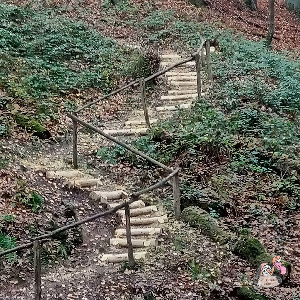 Einzigartige Baumstamm Treppe Mit Handlauf Aus Holz - Baumstamm-Treppe