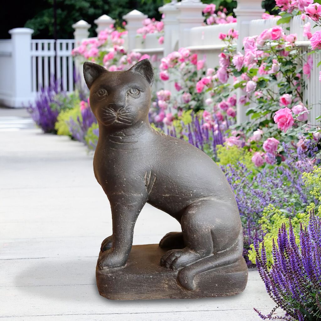 Einzigartige Katzenfigur Aus Steinguss