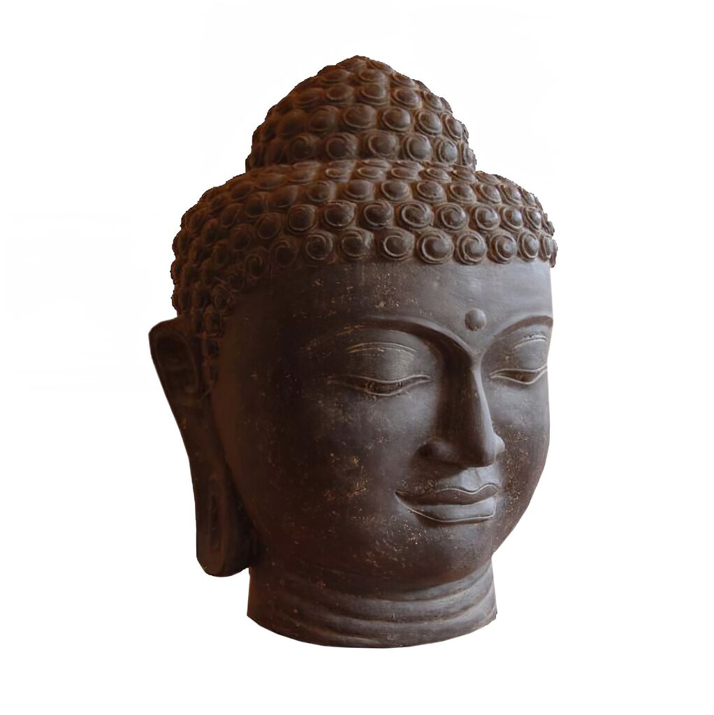 Einzigartiger Buddhakopf Aus Steinguss - Kashyapa