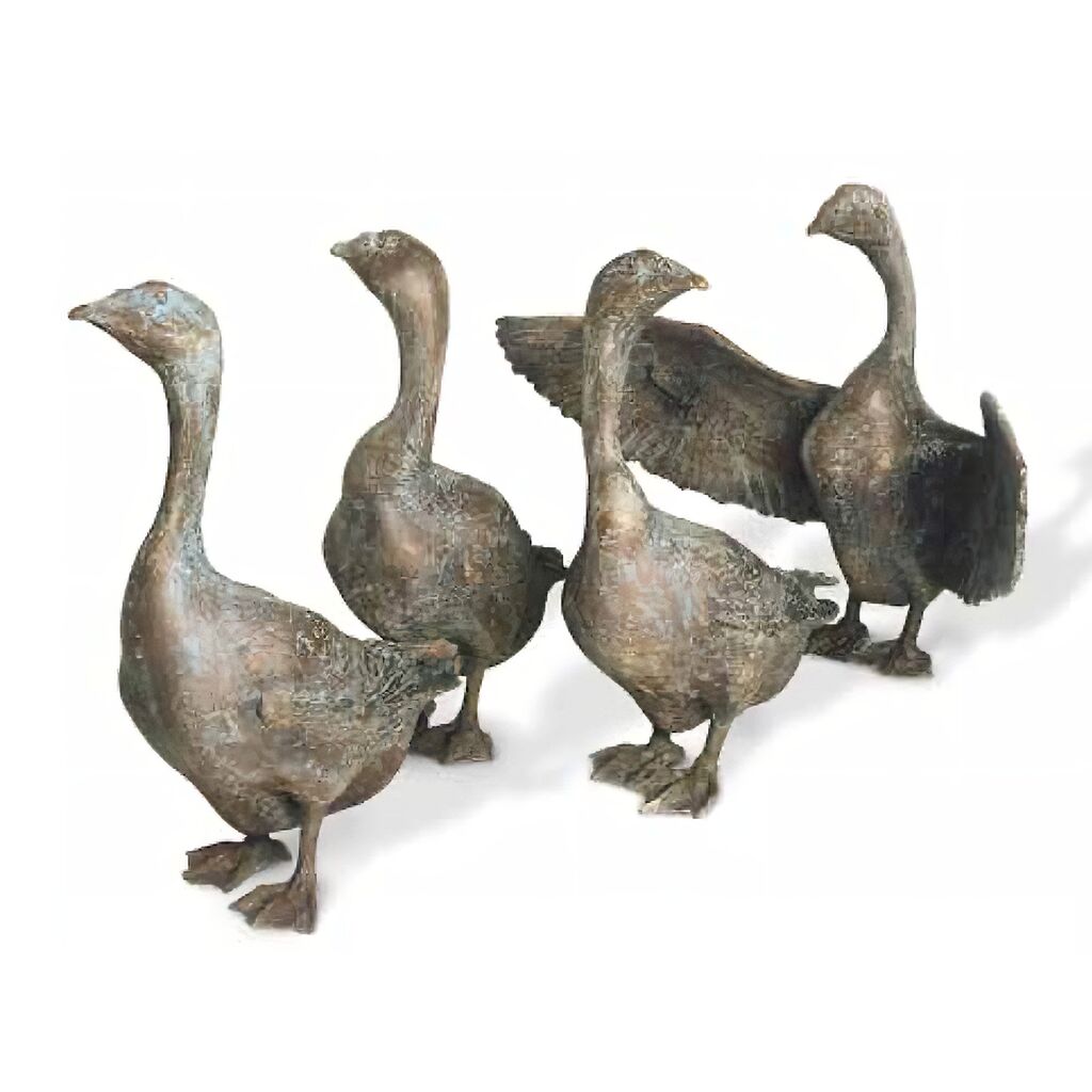 Gansstatue Aus Bronze - Limiterte Künstlerfiguren - Gans Ausgebreitete Flügel