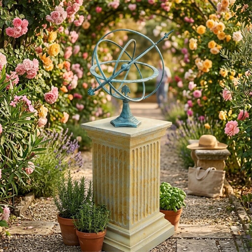 Garten Deko Armillarsphäre Aus Bronze Mit Sockel - Kolumbus