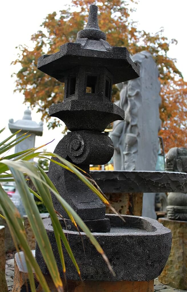Gartenlaterne Mit Vogelbad Naturstein - Hadano
