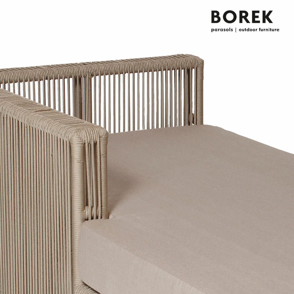Gartensofa Von Borek - Aluminium - Mit Kissen - Beige - Lincoln Chaiselongue Rechts