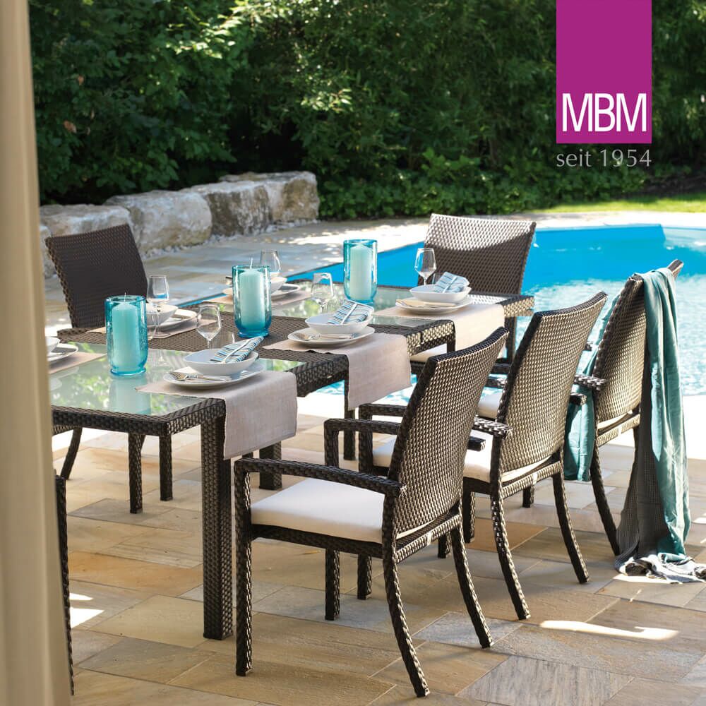 Gartenstuhl Dunkelbraun - Stapelbar - Alu & Mirotex - MBM - Gartenstuhl Bellini