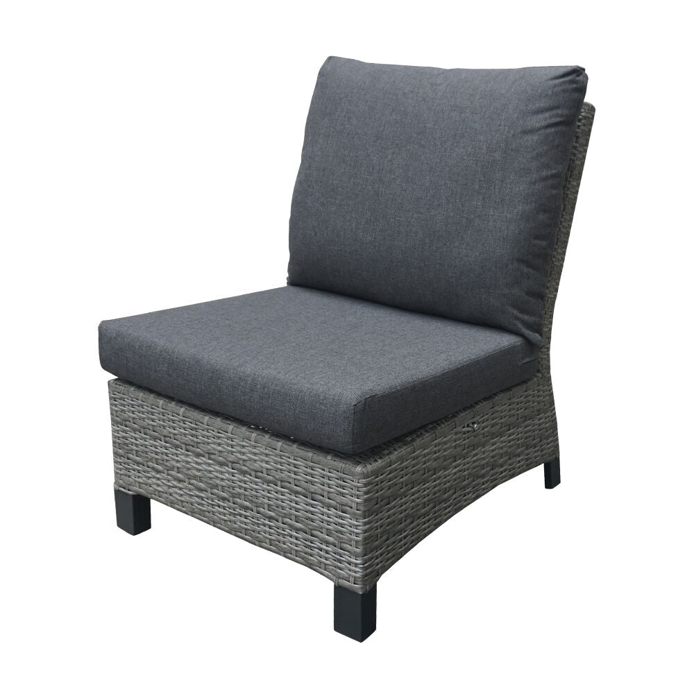 Graues XXL Loungesofa Für 7 Personen Aus Polyrattan Mit Polster - Sofa Thula