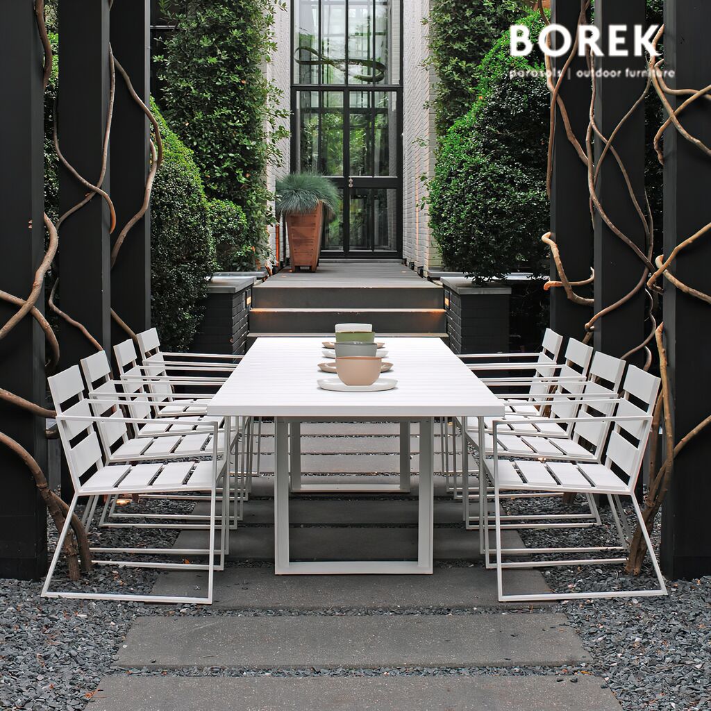 Großer Gartentisch Aus Aluminium - Borek - 75x305x100cm - Modern - Weiß - Samos Tisch