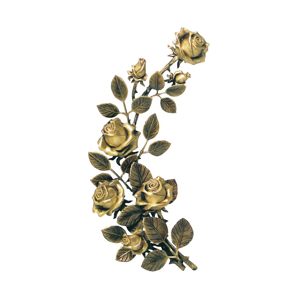 Großer Rosenzweig Aus Bronze Zur Wanddekoration - Rosenzweig