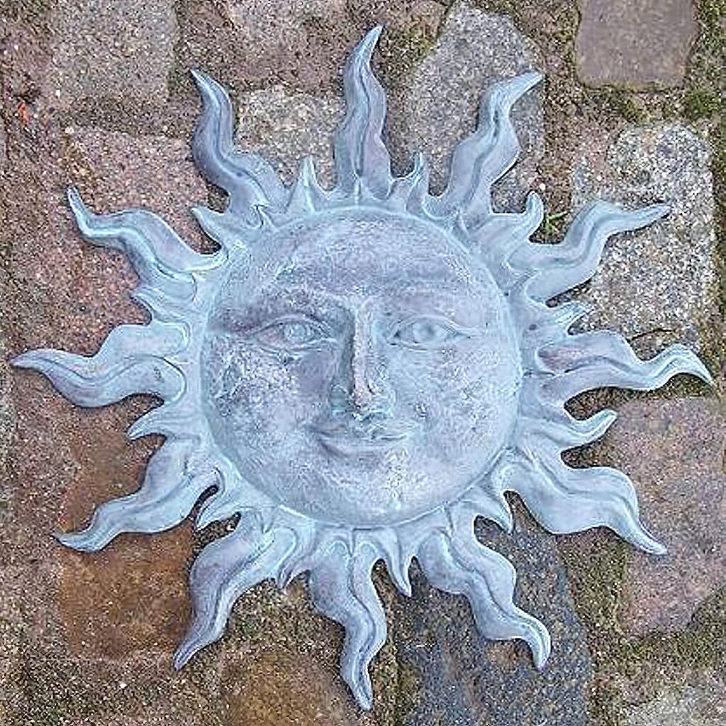 Hellblaues Wandrelief Sonne Aus Bronze - Sonne Lio