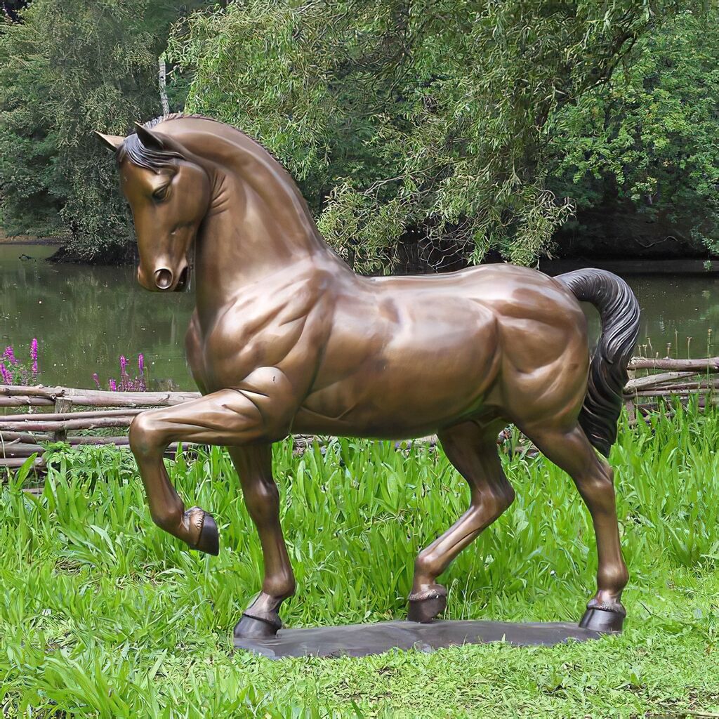 Hochwertige Bronzefigur Mit Pferd - Piaff
