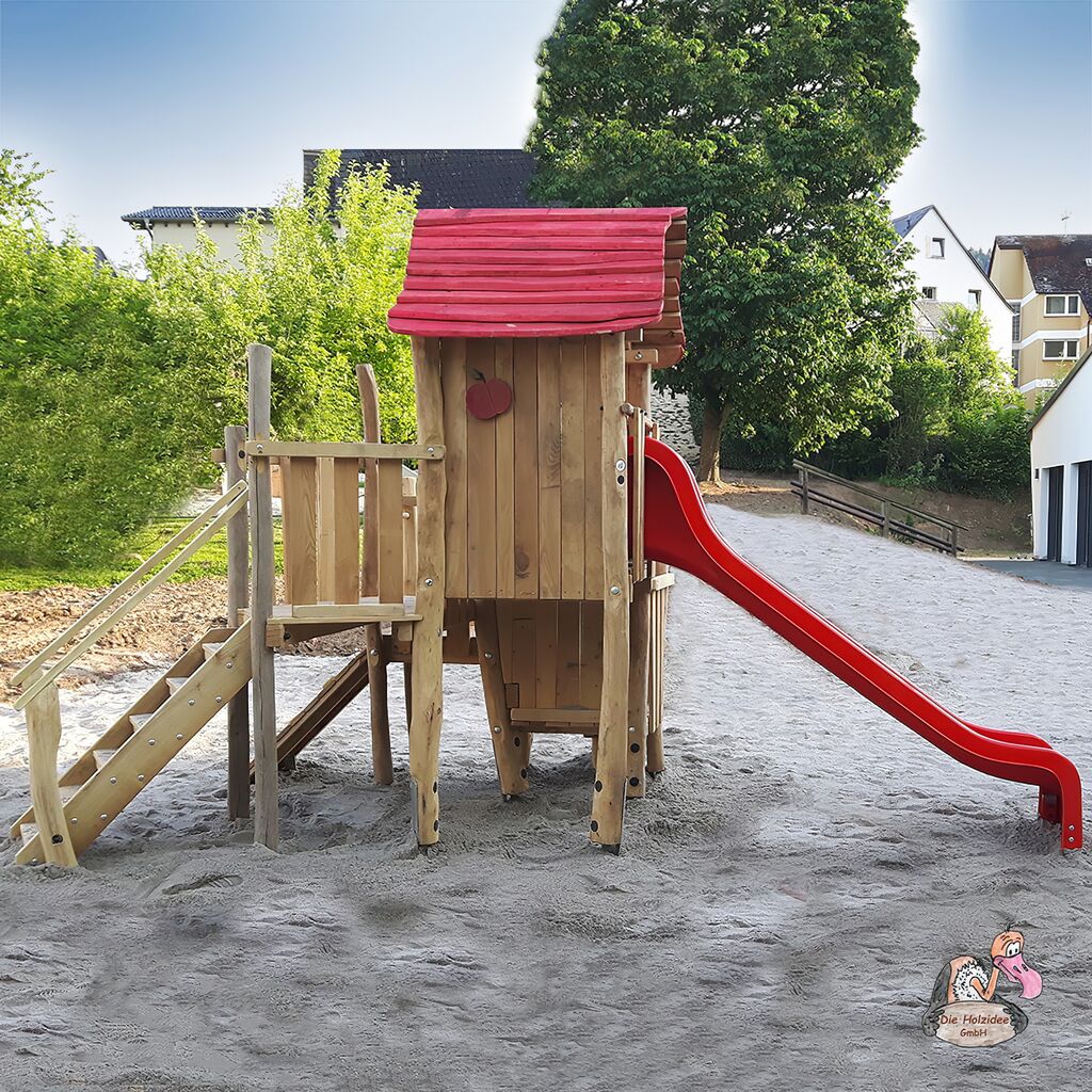 Holz Spielhaus Mit Treppe Und Rutsche Zum Spielen Für Kinder - Stelzenhaus Astrid