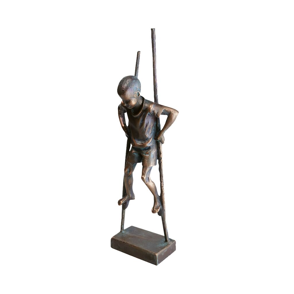 Junge Auf Stelzen - Limitierte Bronzestatue Klein - Stelzenläufer