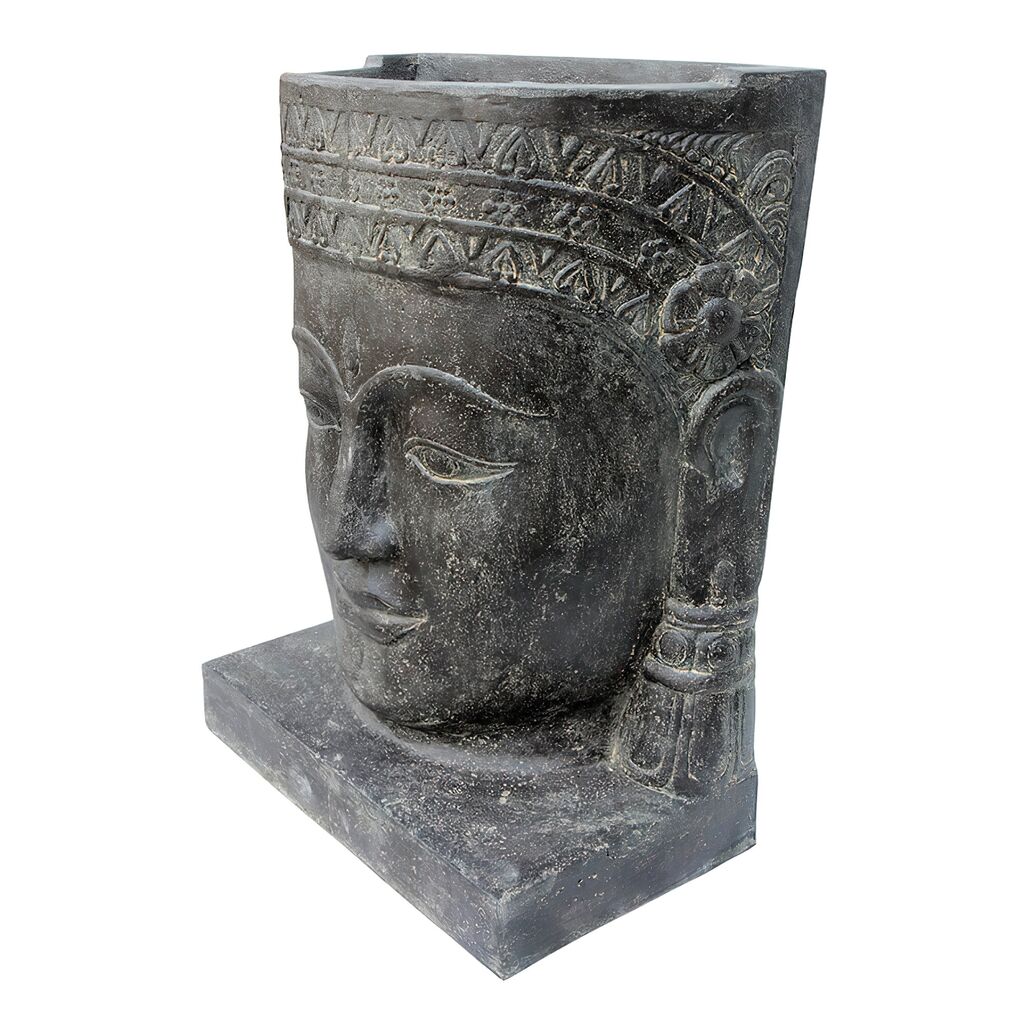 Khmer-Kopf Wasserspiel Aus Steinguss Mit Sockel - Kefali