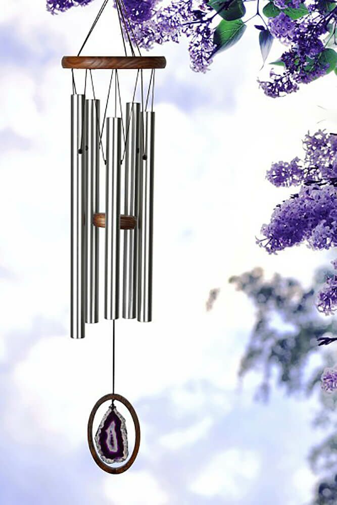 Klangspiel Aus Holz Und Metall Mit Lila Applikation - Agate Chime - Lila