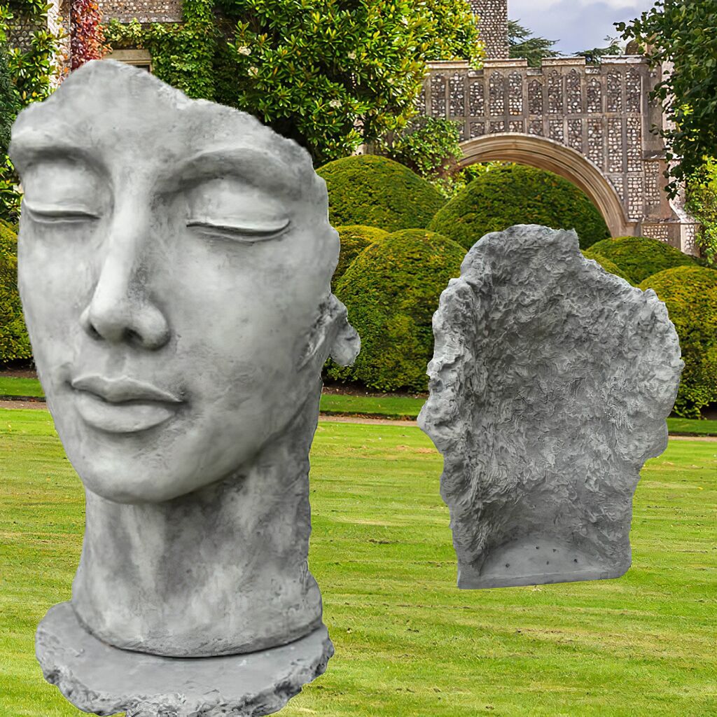 Klassische Gartenplastik - Büste Aus Stein - Frau - Sculptura Feminam