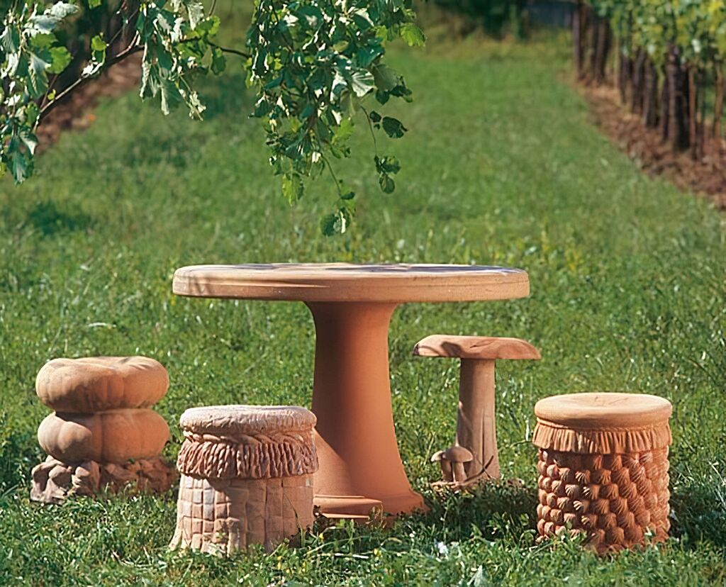 Klassischer Terracotta Gartentisch Rund - Tavolo