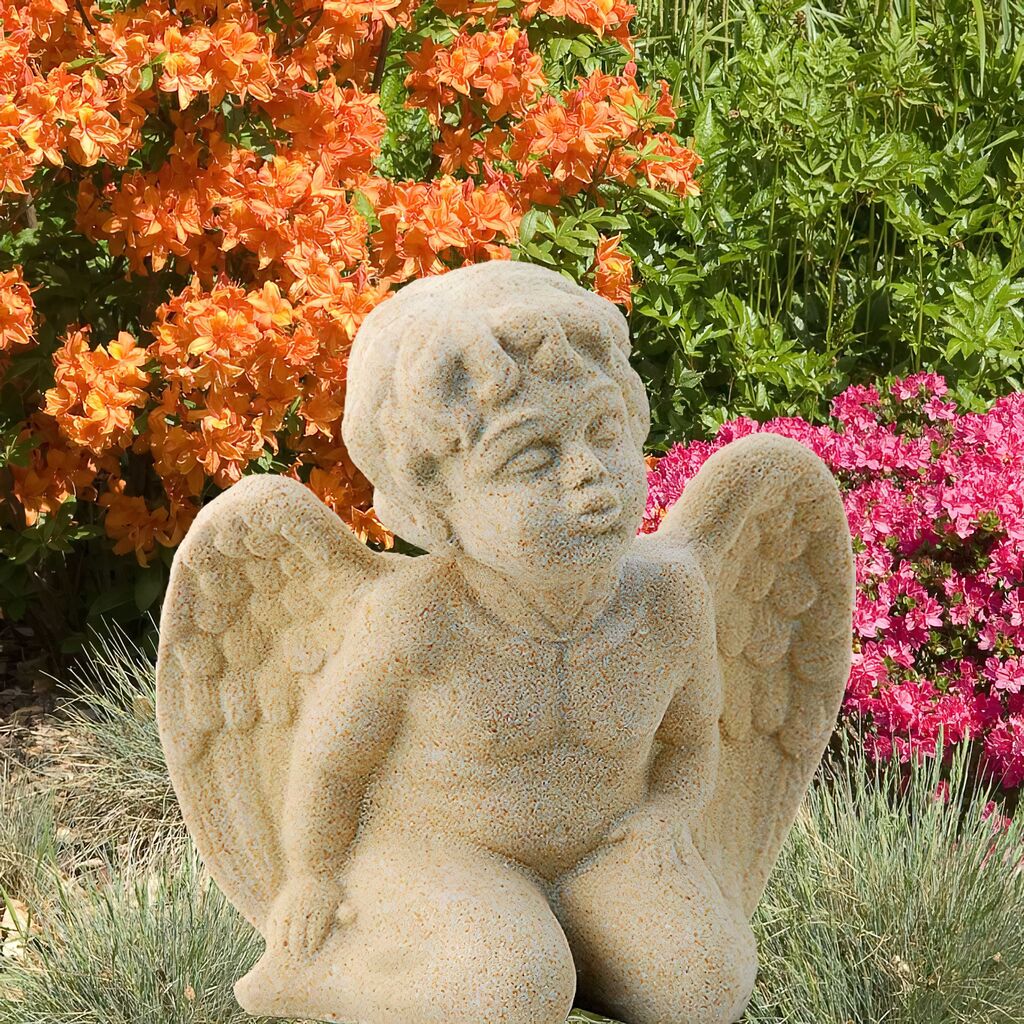 Kleine Engel Steinfigur Sitzend - Serius