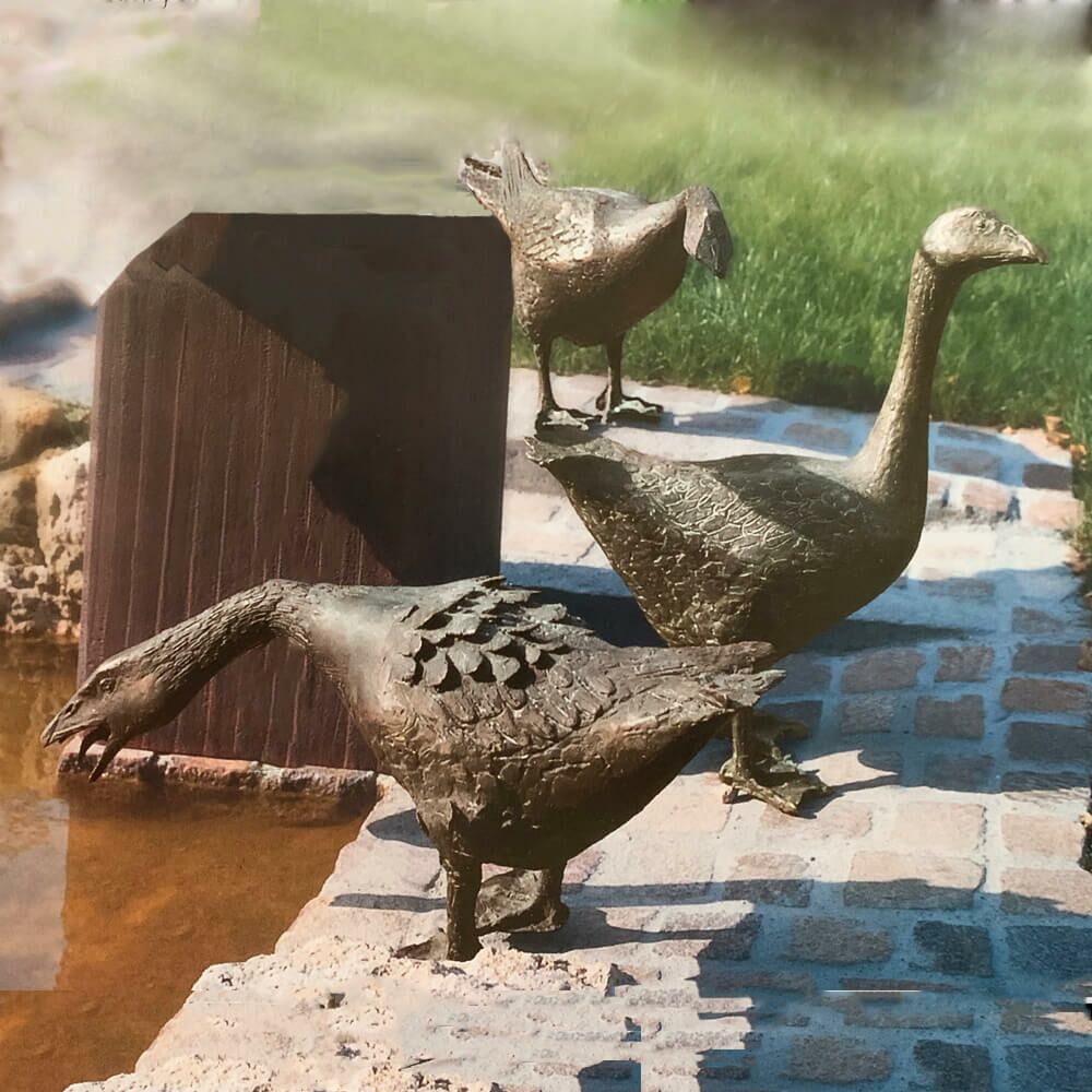 Künstlerfigur Gans Aus Bronze In Limitierter Edition - Gans Kopf Hochgereckt