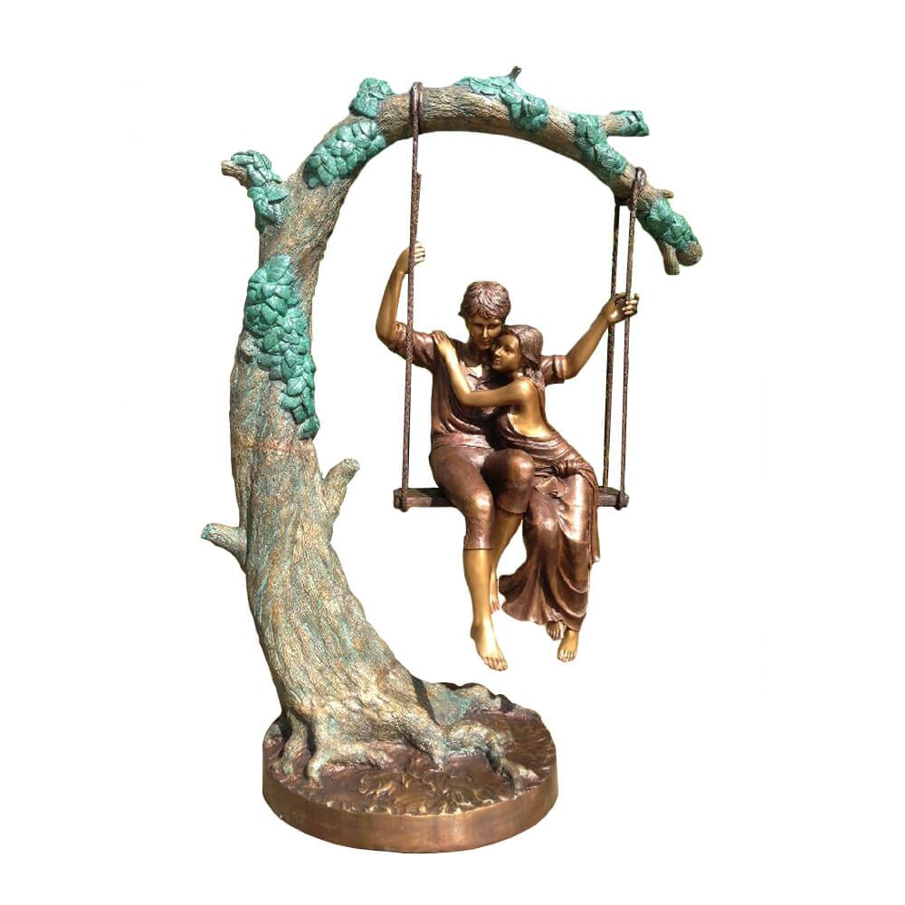 Liebespaar Auf Schaukel - Garten Bronzeskulptur - Schaukeln