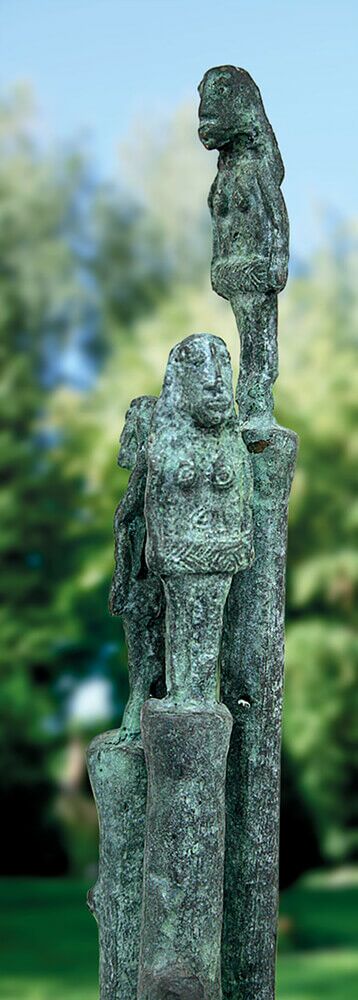 Limitierte Bronzeplastik - 3 Statuen Auf Säulen - Garten