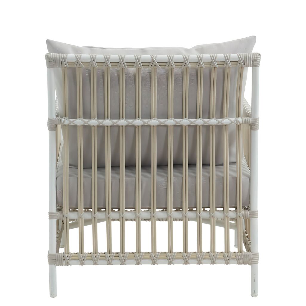 Lounge-Sessel Aus Alu-Rattan In Weiß Mit Sitz- Und Rückenkissen - Loungechair Caya