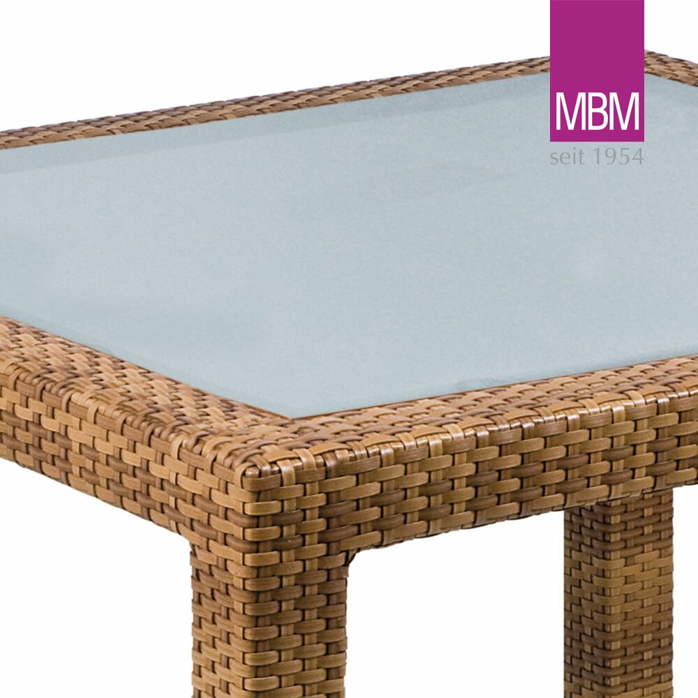 MBM Gartentisch Mit Glasplatte - Alu & Geflecht - 90x90cm - Gartentisch Bellini