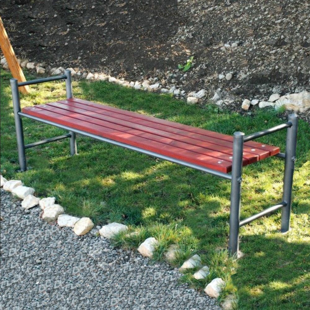 Metall Und Holz Sitzbank Im Dezenten Stil Für Stadt Und Garten - Hilla