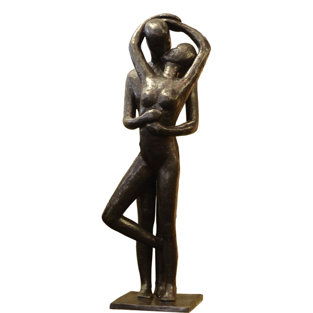 Moderne Bronze Skulptur Liebespaar - Der Kuss