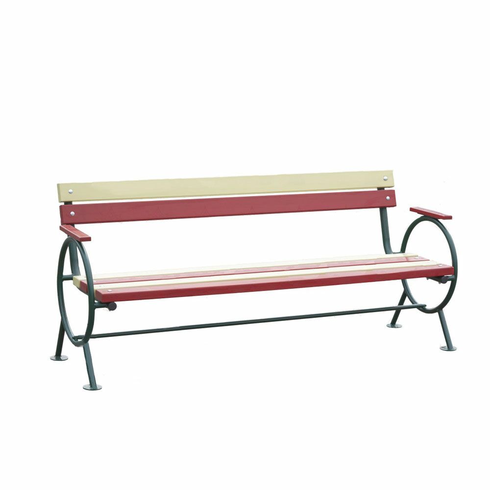 Moderne Parkbank Aus Metall Und Holz Mit Armlehne - Finia