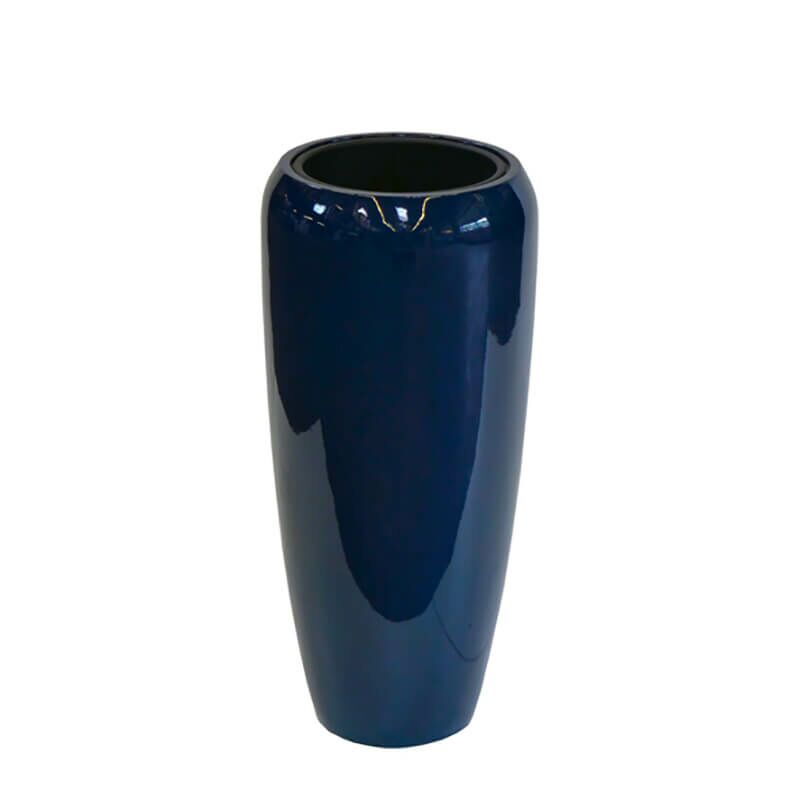 Moderne Pflanzvase Für Draußen - Blau Glänzend - Polystone - Montecasaro