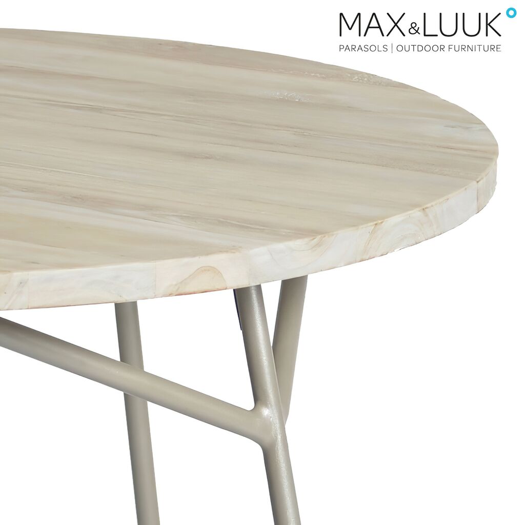 Moderner Runder Gartentisch Aus Aluminium & Teakholz - 80cm - Max&Luuk - Lily Gartentisch