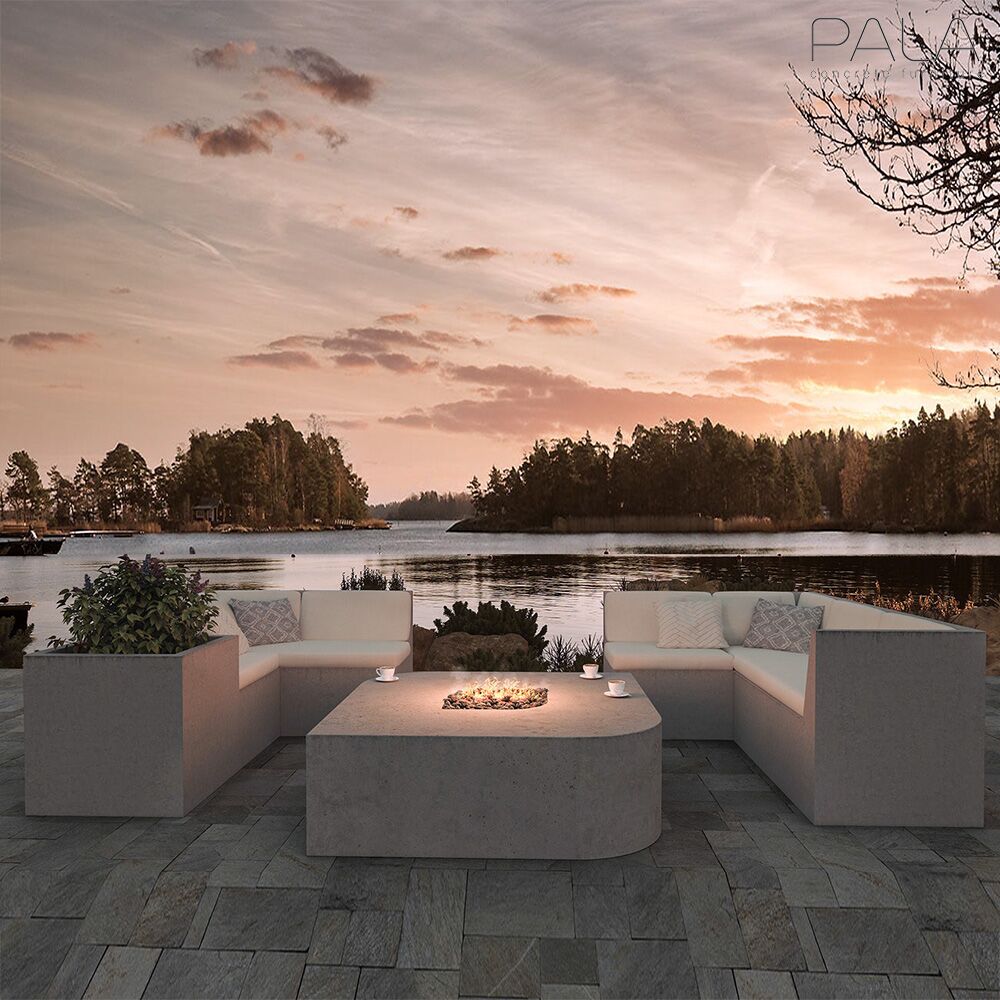 Outdoor Eckmodul Aus Beton Für Die Individuelle Garten Lounge - Katrina