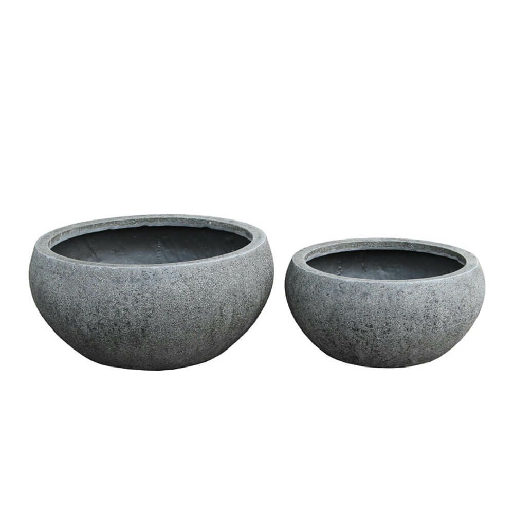 Outdoor Pflanzschale Im 2er Set - Polystone Grau - Fortunago