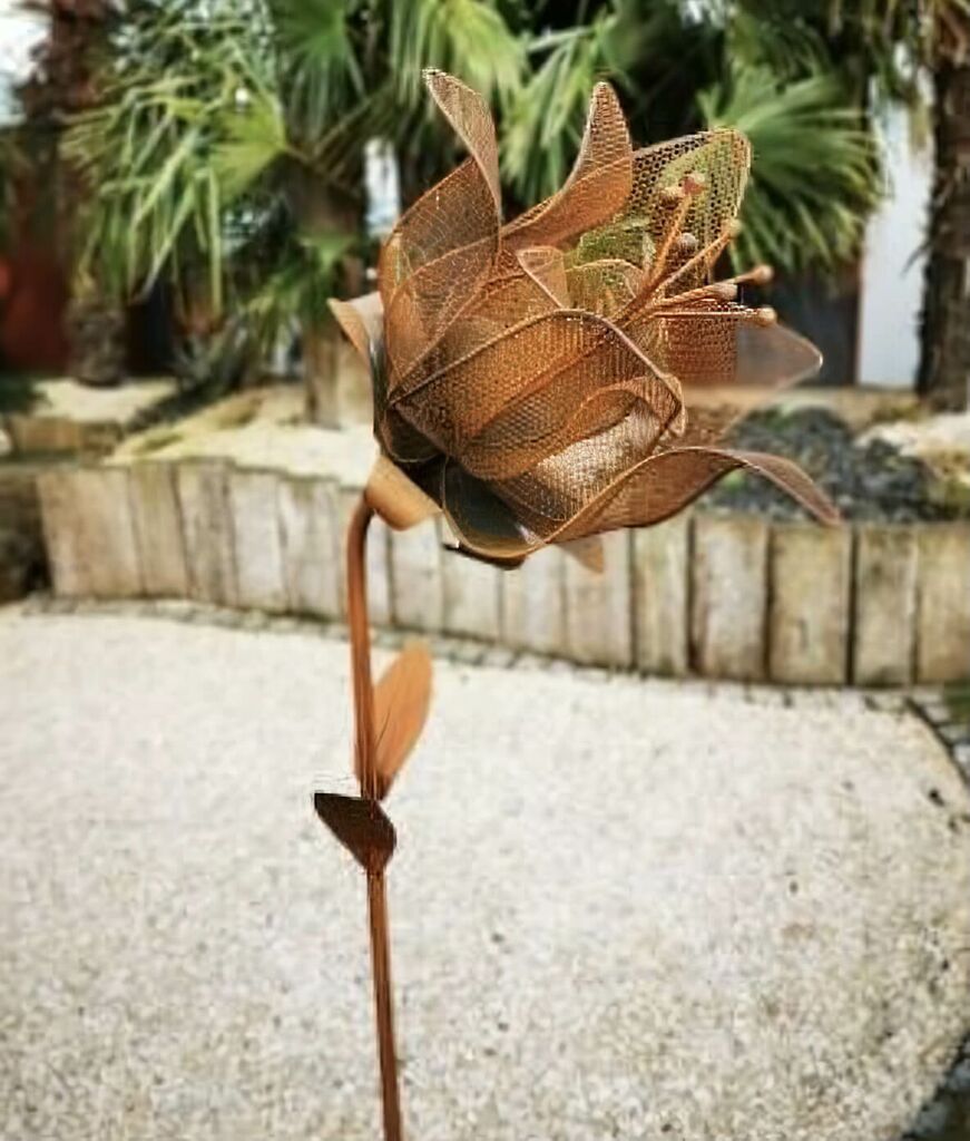Rost Metall Gartendeko - Blume Als Gartenstecker - Luise